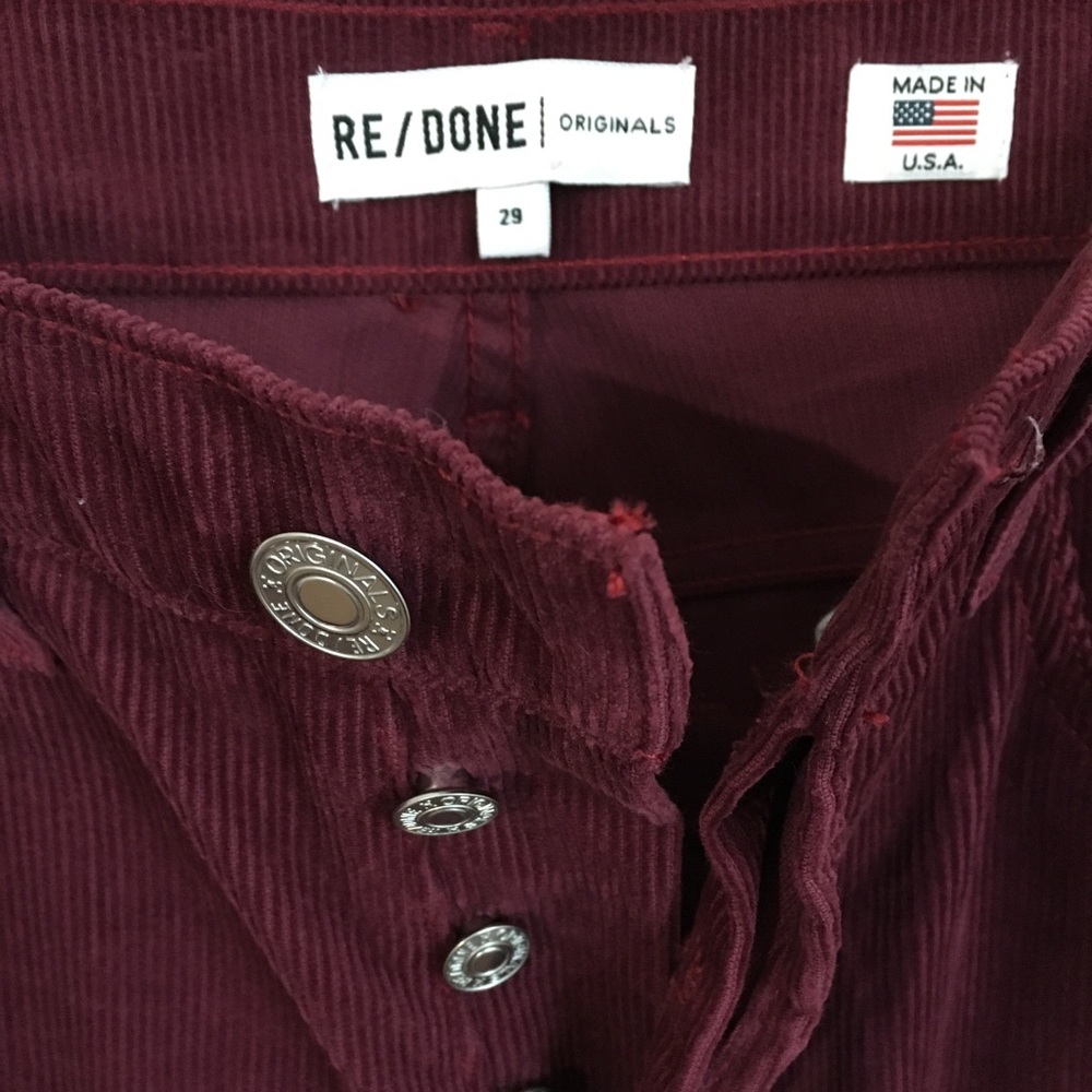Re/Done Stove Pipe Corduroy Button Fly Pants - Picture 5 of 7